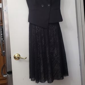 Zara Black Lace Midi Skirt Size M